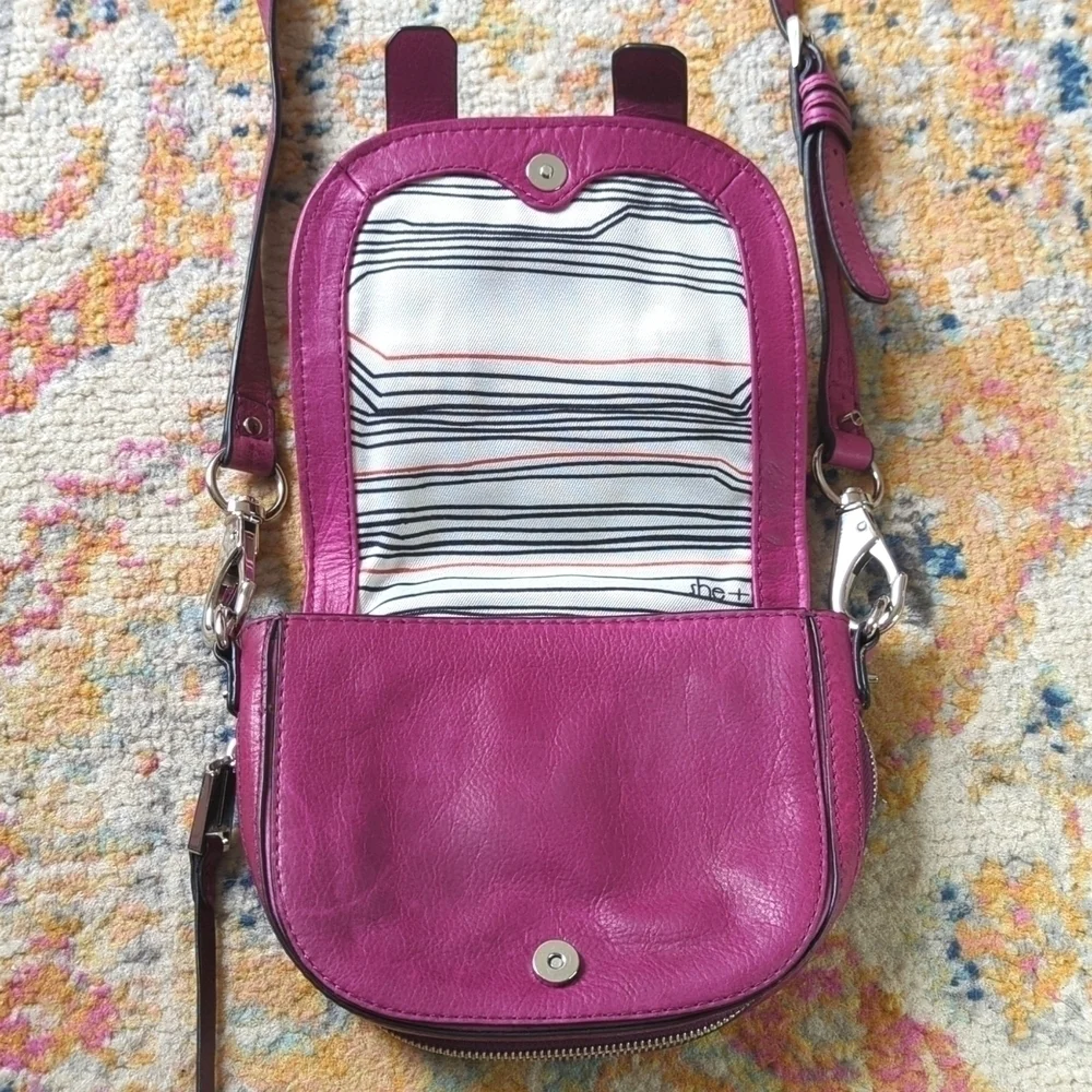 She + Lo Unchartered Leather Mini Crossbody Saddle Bag Plum Purple - Picture 8 of 16